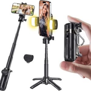 MAGIC JOHN Leichter All-in-One Selfie-Stick Stativ mit Kabelloser Fernsteuerung – 360° Drehbarer & Ausziehbarer Ständer für Vlogging, Live-Streaming, Kompatibel mit iPhone & Android